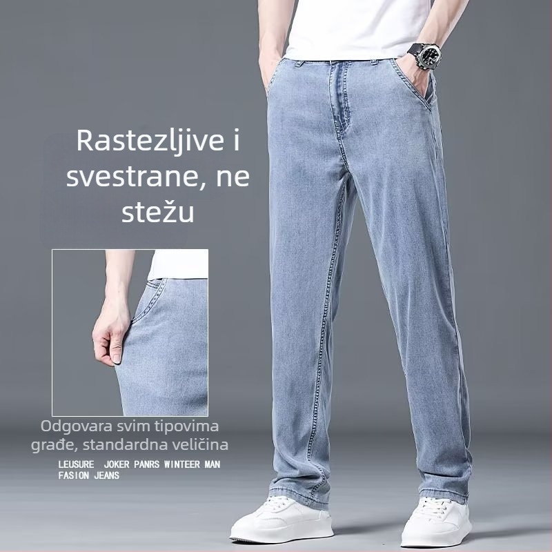 Muške lagane ljetne traperice, ravni kroj, svijetla boja, casual nošenje