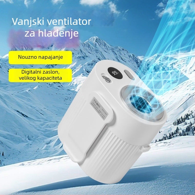 Ventilator oko pojasa za vanjsku upotrebu, s velikim kapacitetom baterije i dugim radnim vremenom, prijenosni ventilator za hlađenje tijekom planinarenja