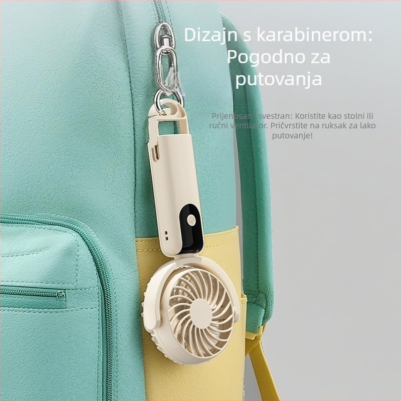 2026 novi model USB ručnog ventilatora s digitalnim zaslonom, 100 razina brzine, kuka za stolno korištenje i rotirajuća glava