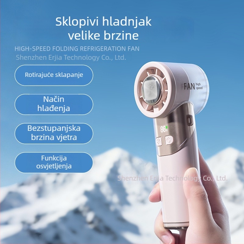 Ručni ventilator za hlađenje visokih brzina, sklopivi i prenosni – turbo poluvodički ventilator za hlađenje s ugrađenom baterijom
