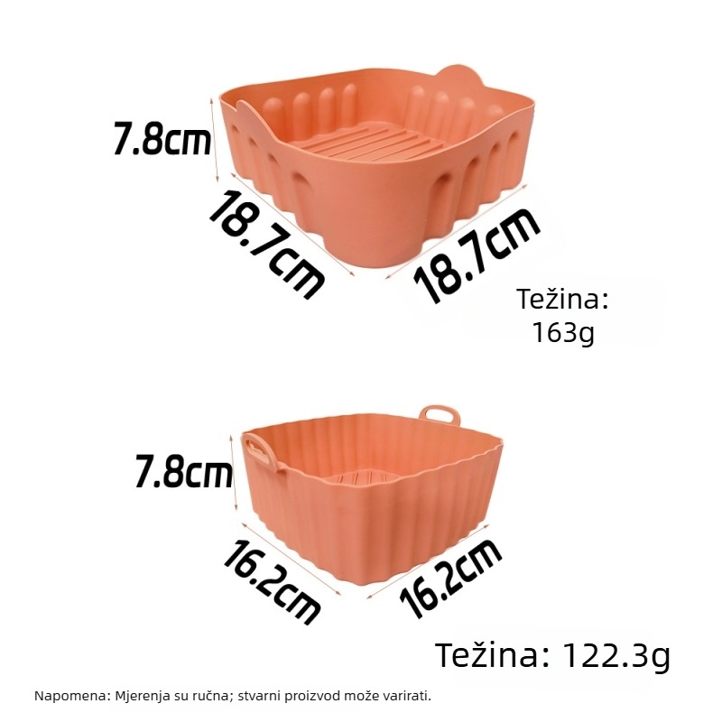 Silikonska posuda za pečenje u Xiaomi air fryer, četvrtastog oblika