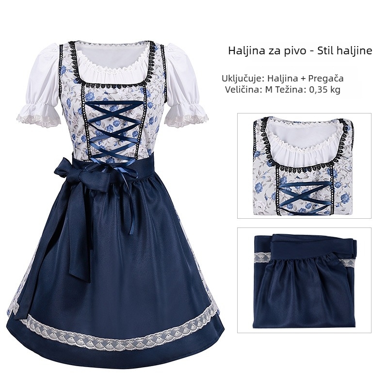 2026 novi karnevalski kostim europsko-američkog stila, njemački festival piva, plus-size suknja s cvjetnim uzorkom za cosplay na pozornici