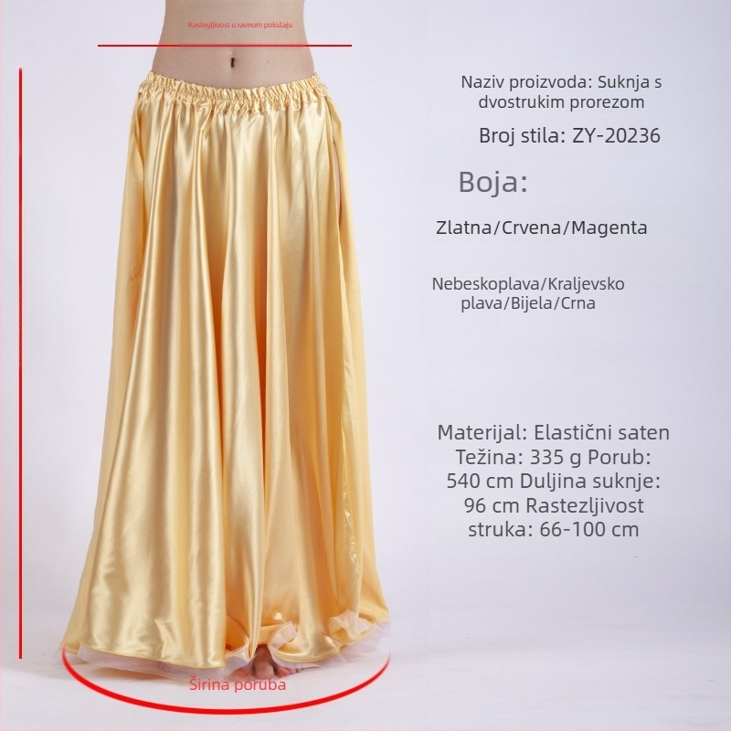 Nova haljina za ples trbuha u europsko-američkom stilu, moderna indijska plesna haljina za nastupe, s dvostrukim prorezom, duga lepršava haljina za žene