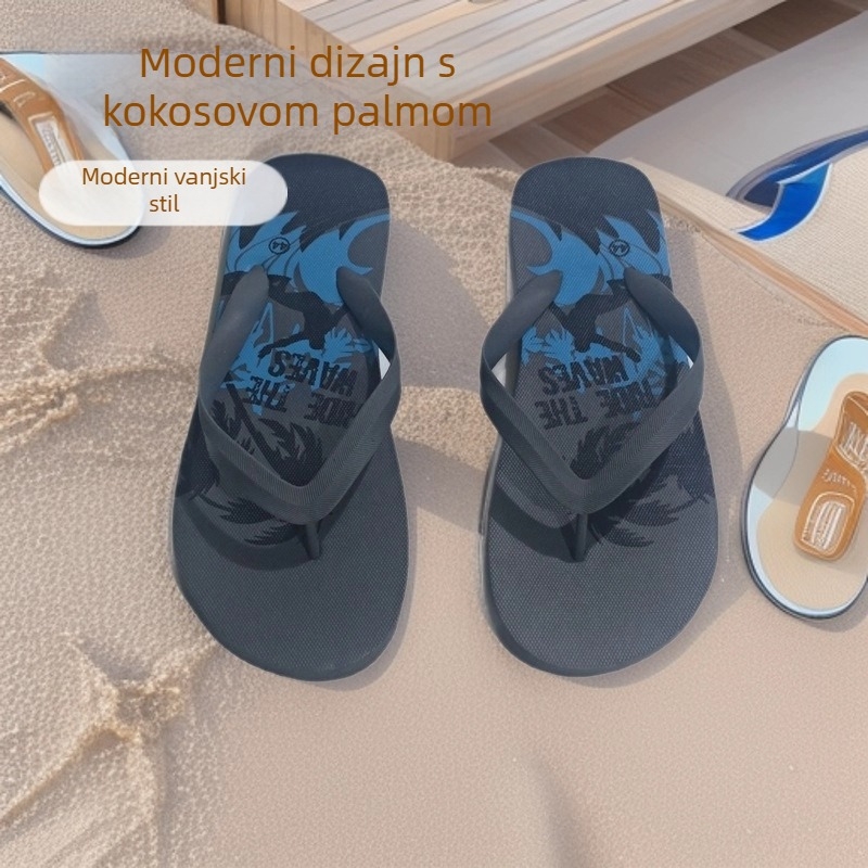 Muške vanjske papuče za plažu s PVC gornjim dijelom i PE potplatom, lagane, prozračne i protuklizne