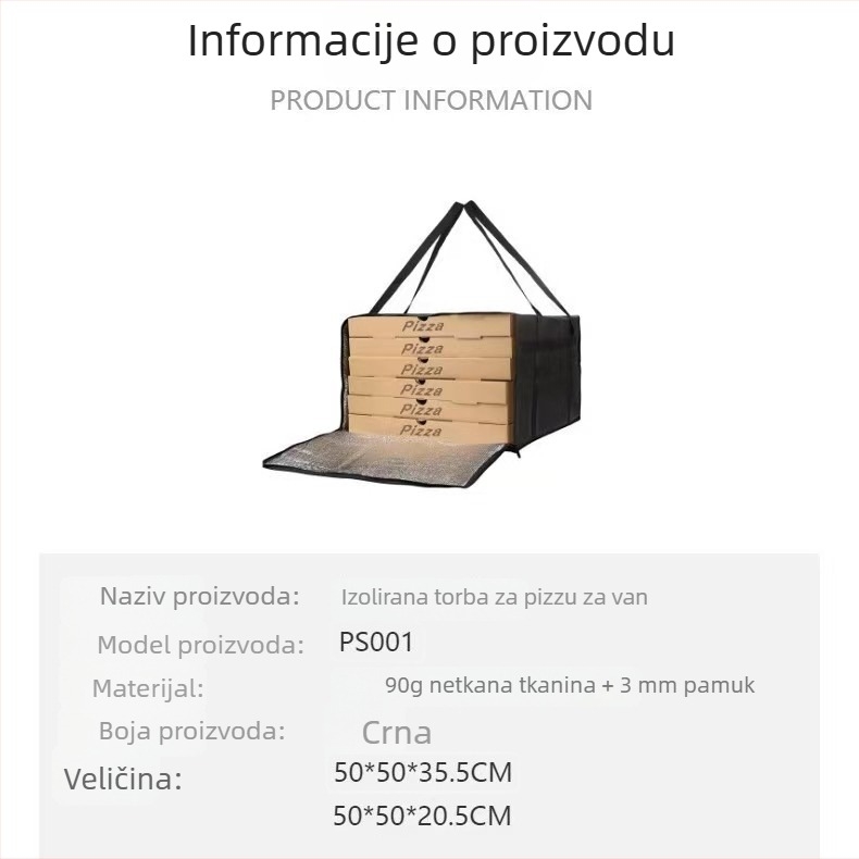 Izolirana torba za dostavu pizze, izolirana torba za hranu i namirnice