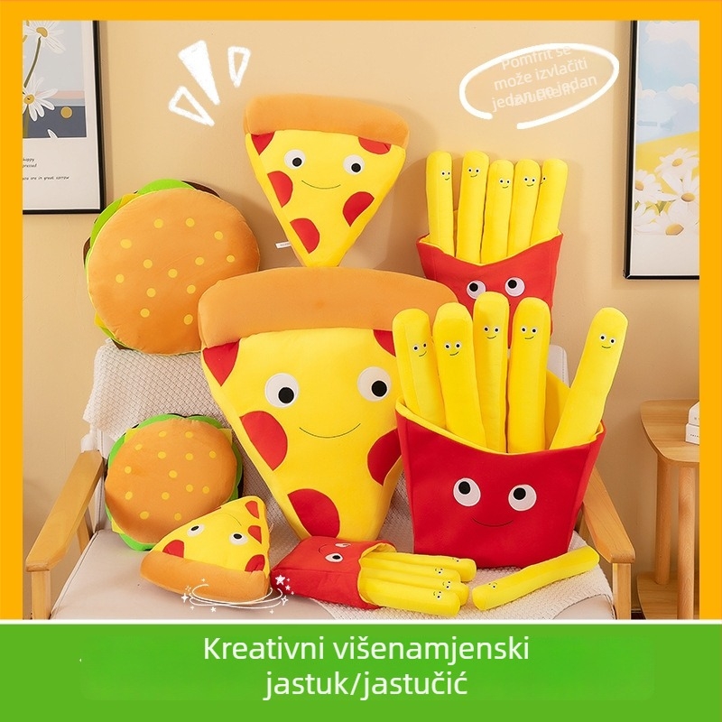 Zabavna plišana igračka s pomfritom i burgerom, velika pizza – pratitelj za spavanje, dar za dječji rođendan