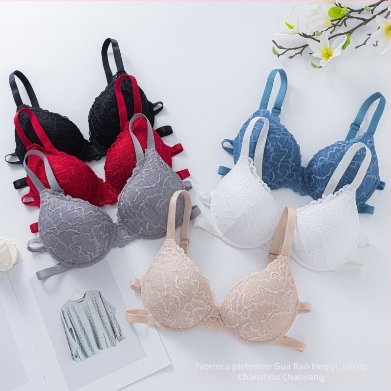 Plus-size čipkasti grudnjak s otvorenim leđima, podesive naramenice, sexy dizajn