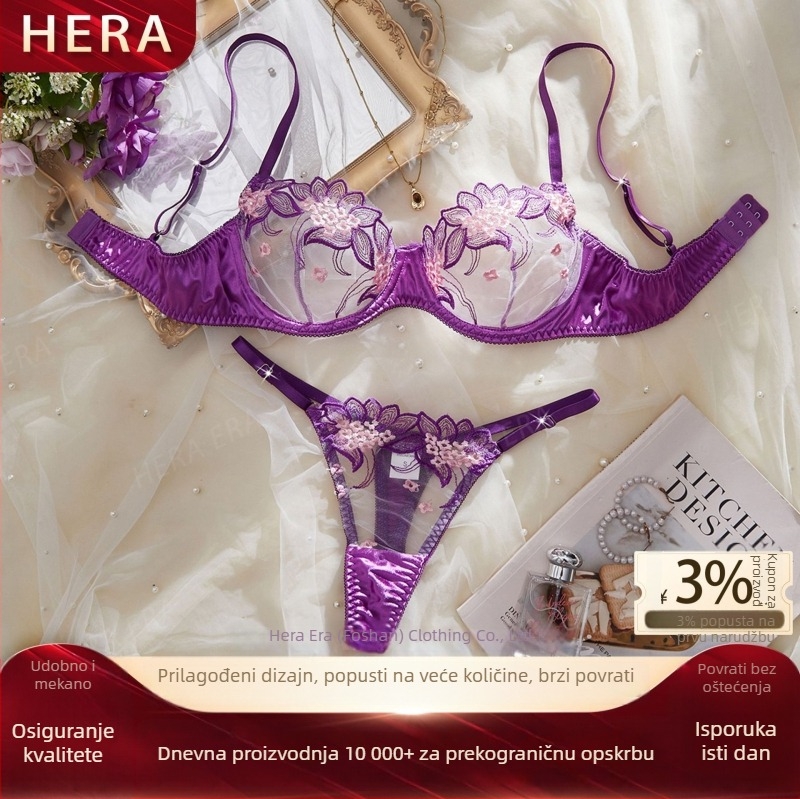 Seksi žensko rublje s vezom i mrežastim detaljima, proziran set za žene