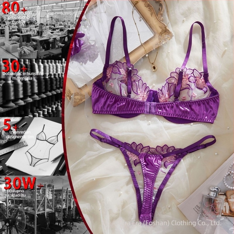Seksi žensko rublje s vezom i mrežastim detaljima, proziran set za žene