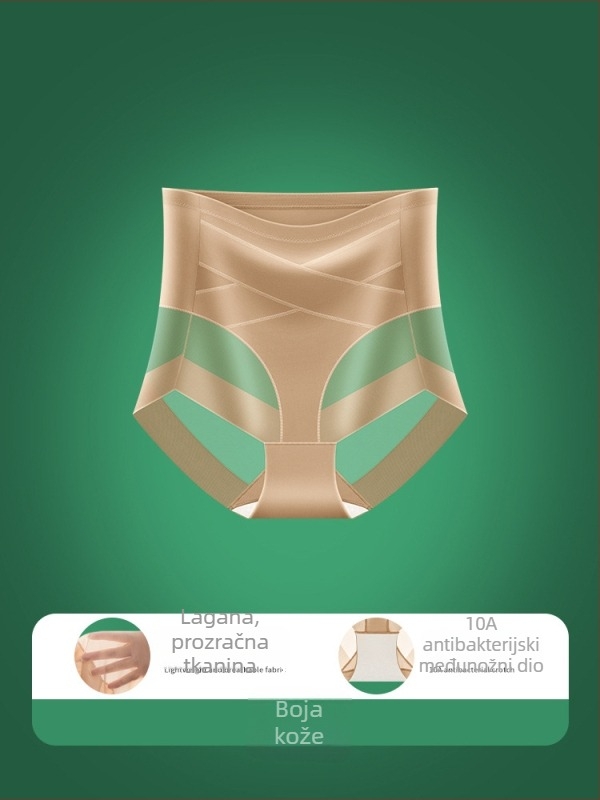 Nakon poroda oblikujuće hlače s križnim trakama, Ice Silk, mrežasti materijal, visoki struk, antibakterijska podstava od svile