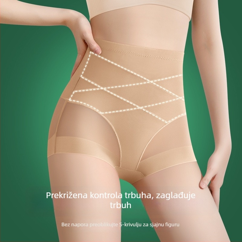 Nakon poroda oblikujuće hlače s križnim trakama, Ice Silk, mrežasti materijal, visoki struk, antibakterijska podstava od svile