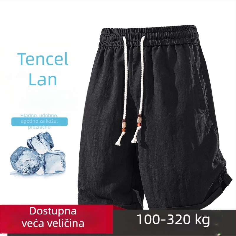 Novi muški Bermuda šorc od mješavine Lyocell-lina, plus size, ljeto, jednobojno, lagan i svestran.