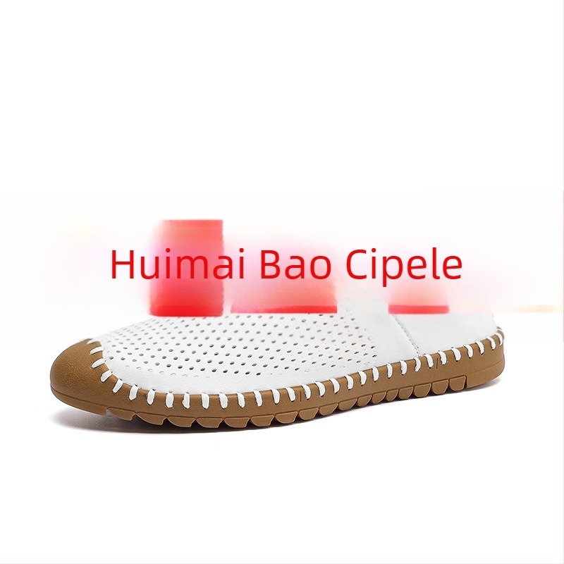 Muški proljetno-ljetni slip-on loafers s prozračnim dizajnom, ručno šivani za vožnju, velikih veličina