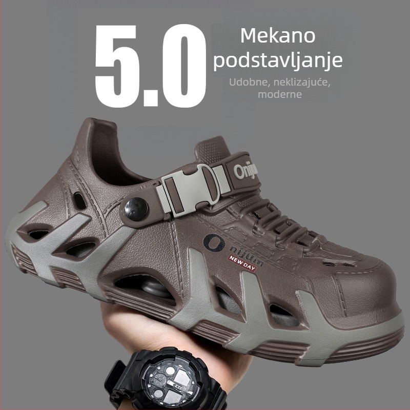 Muške anti-klizne papuče s zatvorenim prstom, prozračne sandale za unutarnju i vanjsku upotrebu, ljeto 2026