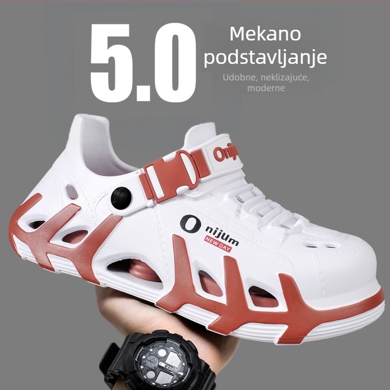 Muške anti-klizne papuče s zatvorenim prstom, prozračne sandale za unutarnju i vanjsku upotrebu, ljeto 2026