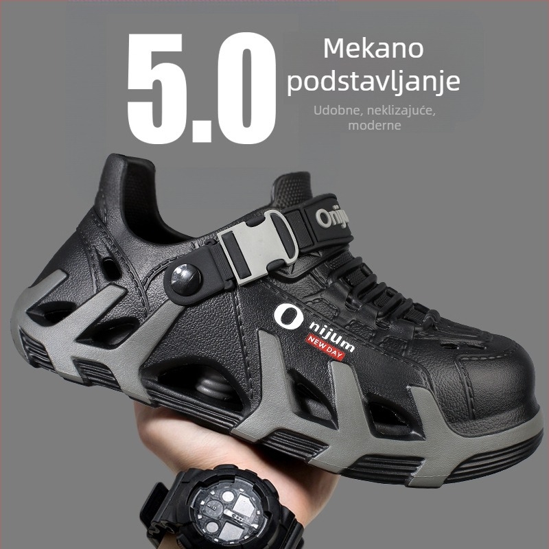 Muške anti-klizne papuče s zatvorenim prstom, prozračne sandale za unutarnju i vanjsku upotrebu, ljeto 2026