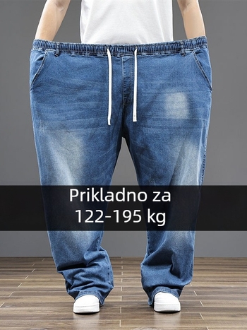 Muške traperice plus veličine, udobnog kroja, ravnog kroja, visokim strukom, elastične – za sve sezone