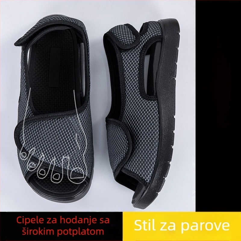Neklizajuće podesive sandale za otečene i široke stopala, pogodna za starije osobe i trudnice, kućna upotreba, zaštita prstiju i noktiju
