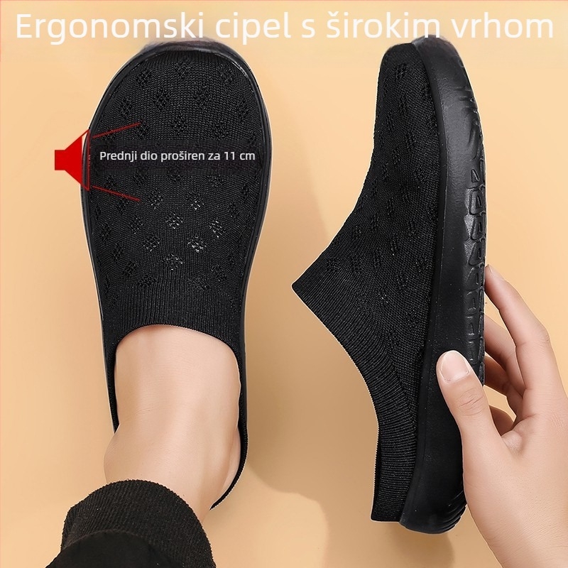 Flyknit elastične široki slip-on cipele za muškarce i žene, ljetne prozračne mrežaste gornje, casual udobne cipele, široka veličina