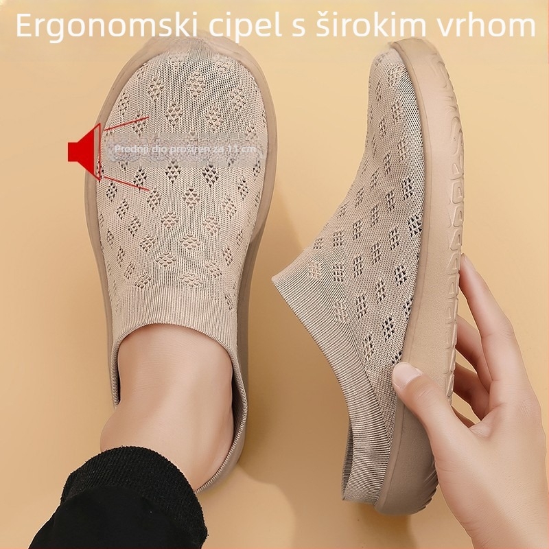 Flyknit elastične široki slip-on cipele za muškarce i žene, ljetne prozračne mrežaste gornje, casual udobne cipele, široka veličina