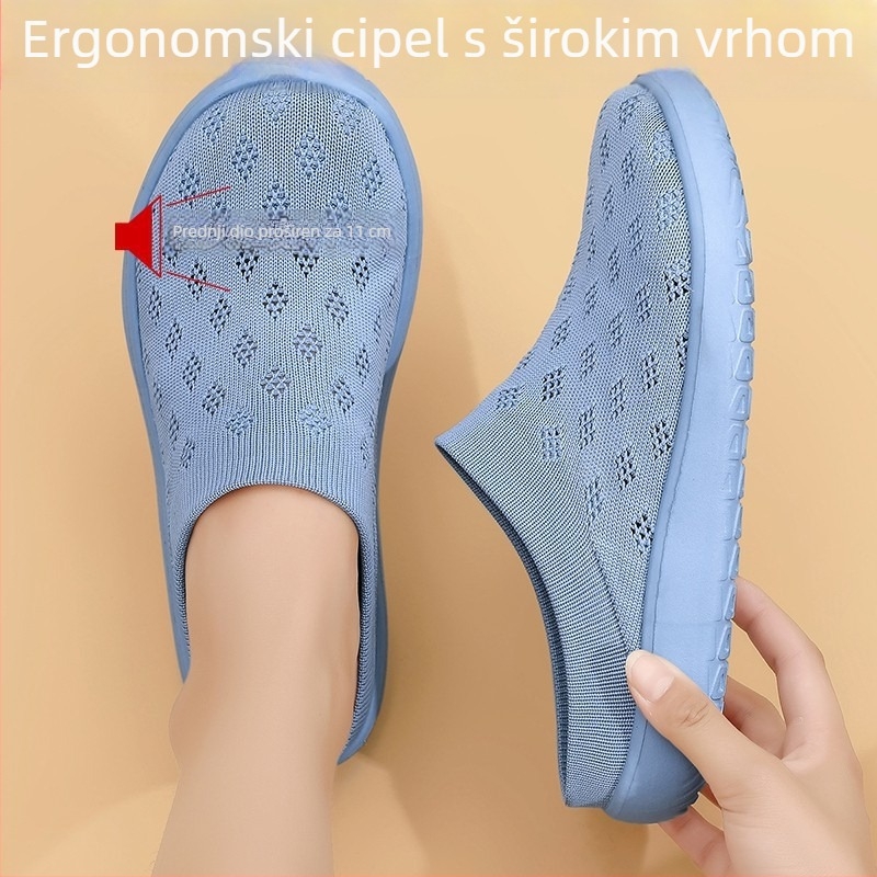 Flyknit elastične široki slip-on cipele za muškarce i žene, ljetne prozračne mrežaste gornje, casual udobne cipele, široka veličina