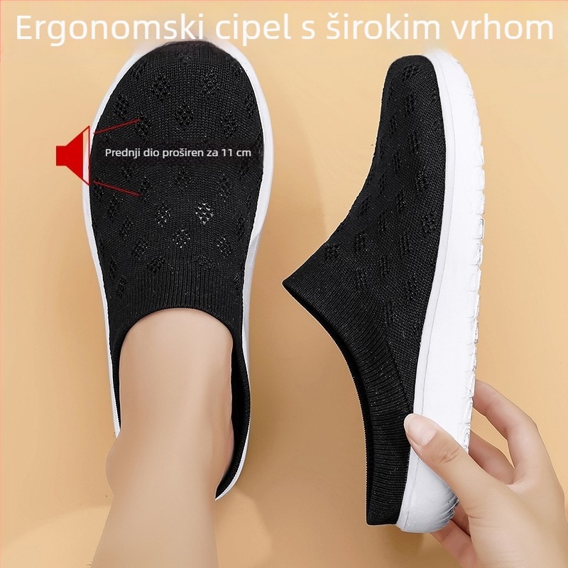 Flyknit elastične široki slip-on cipele za muškarce i žene, ljetne prozračne mrežaste gornje, casual udobne cipele, široka veličina