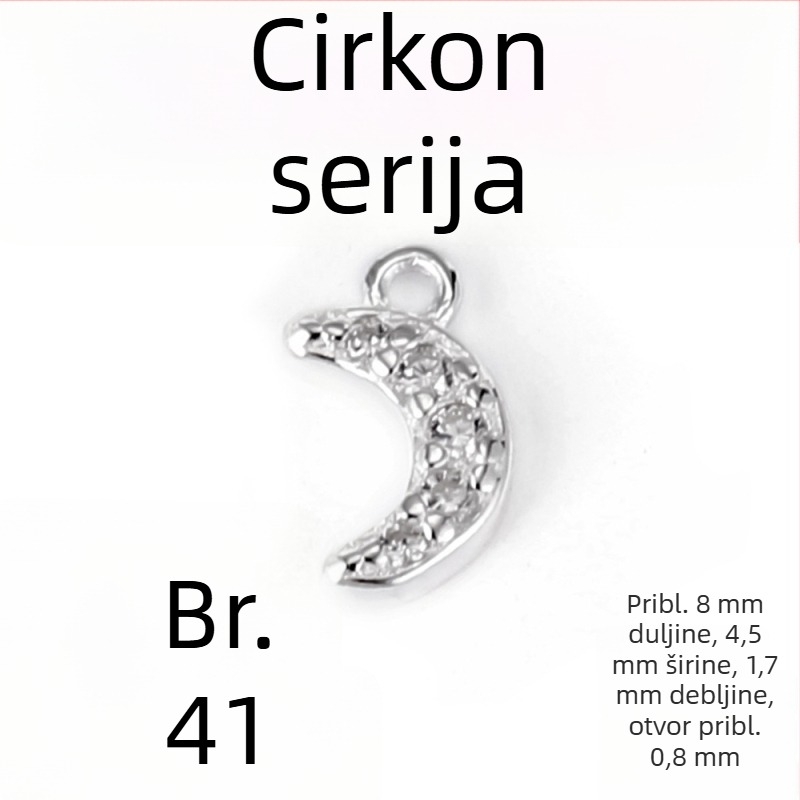 Srebro 925 privjesak s malom zvjezdicom i mjesecom, cirkon, za DIY narukvicu i ogrlicu