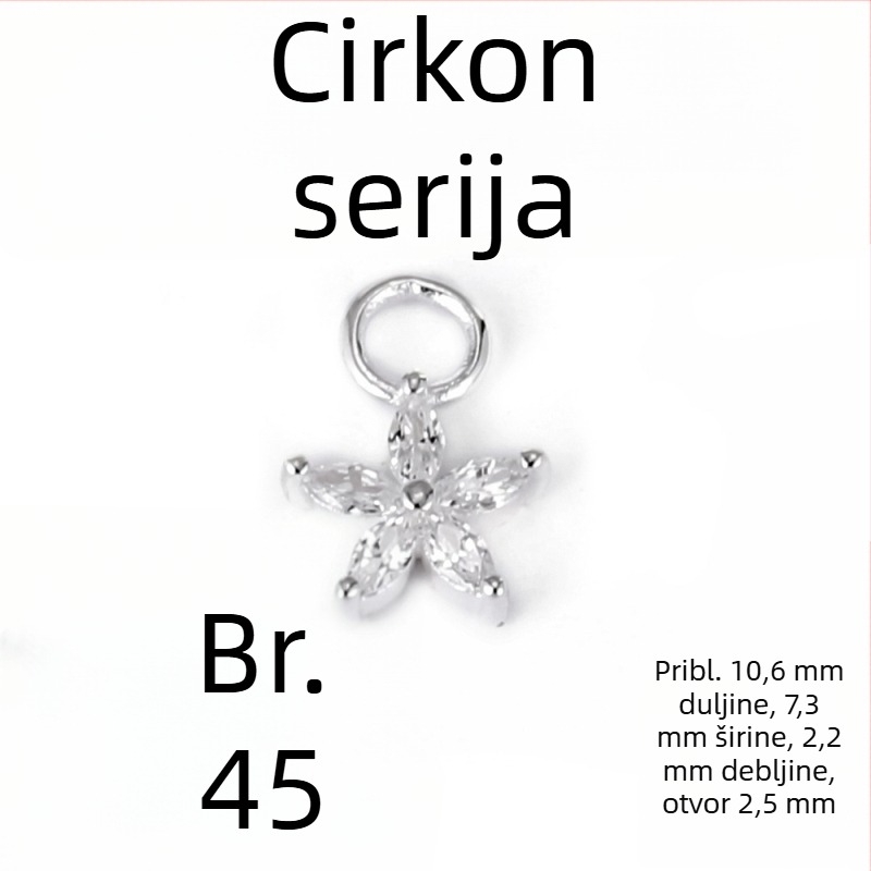 Srebro 925 privjesak s malom zvjezdicom i mjesecom, cirkon, za DIY narukvicu i ogrlicu