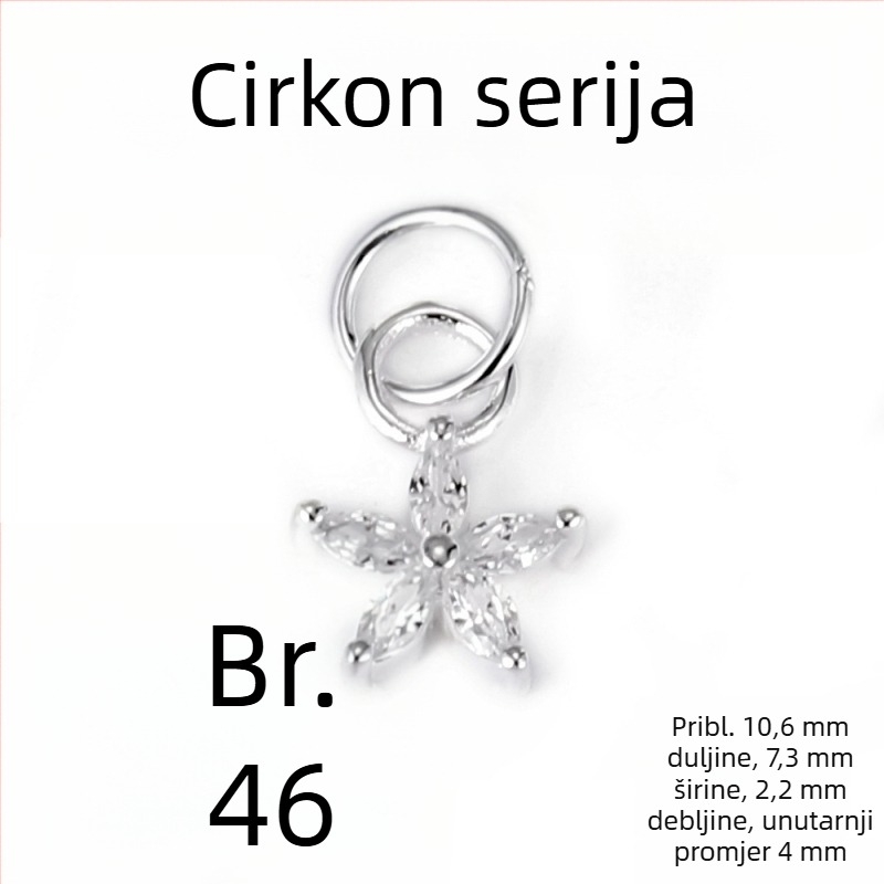 Srebro 925 privjesak s malom zvjezdicom i mjesecom, cirkon, za DIY narukvicu i ogrlicu