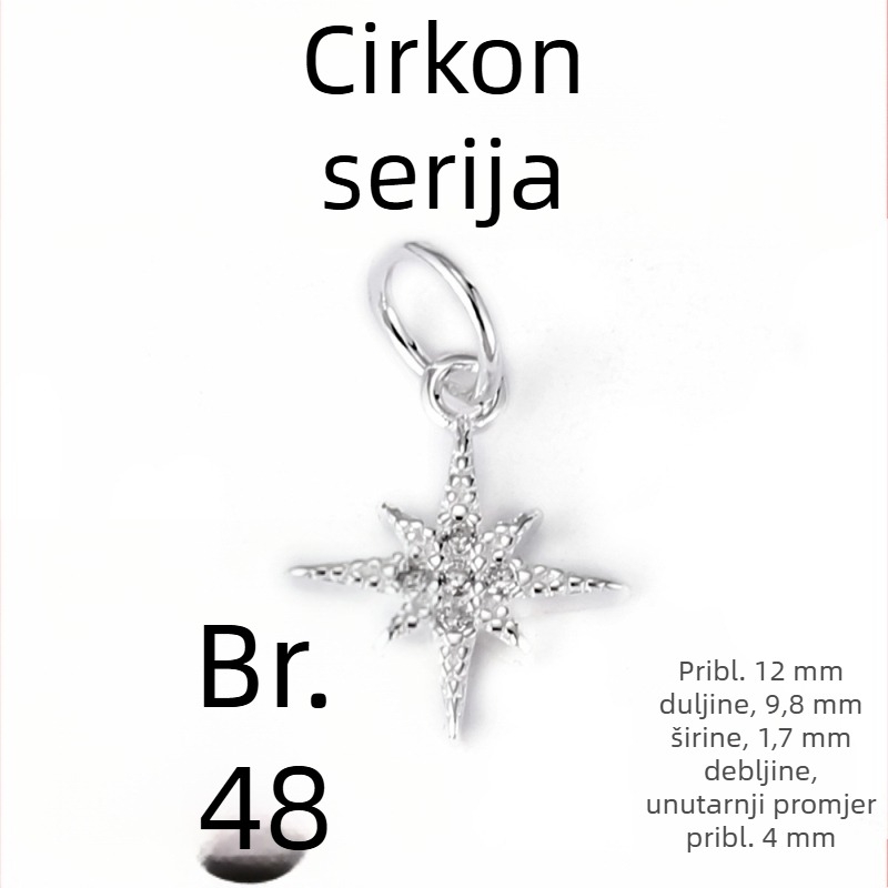 Srebro 925 privjesak s malom zvjezdicom i mjesecom, cirkon, za DIY narukvicu i ogrlicu