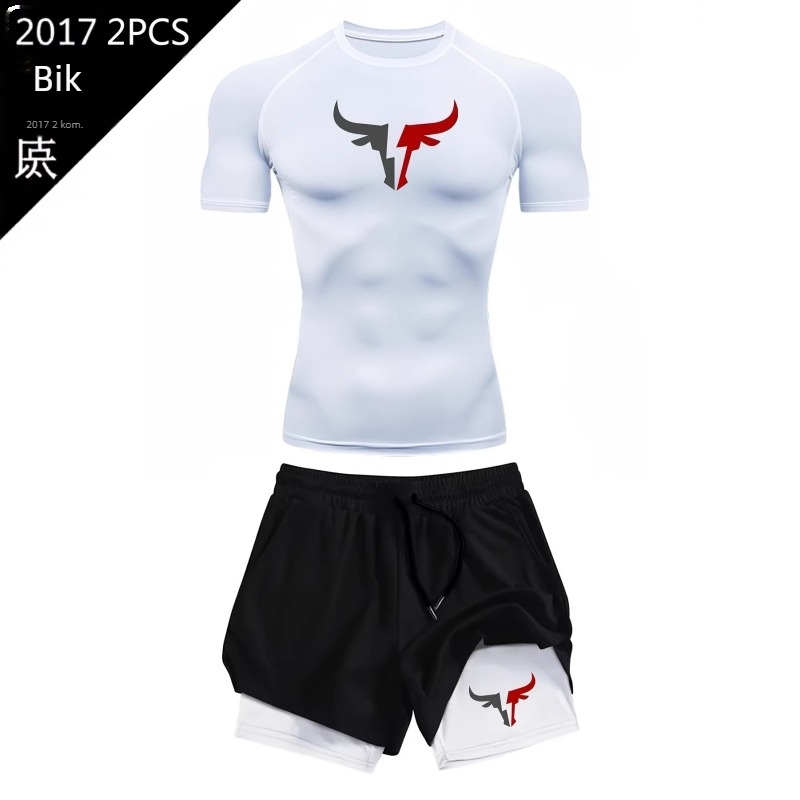 Muška 2D ispisana ljetna kratkih rukava majica, slim fit, brzo se suši, geometrijski uzorak sport