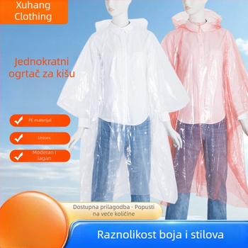 Jednokratna prozirna PE kišna kabanica za izlete, lagani prenosni unisex pončo