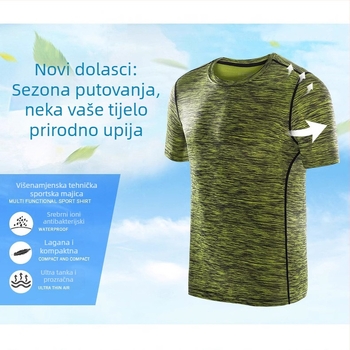 Muška majica s kamuflažnim uzorkom, kružni izrez, brzo sušenje, antibakterijska mreža sa srebrnim jonima, visoka elastičnost, otporna na habanje