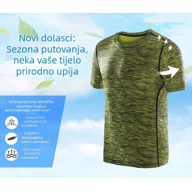 Muška majica s kamuflažnim uzorkom, kružni izrez, brzo sušenje, antibakterijska mreža sa srebrnim jonima, visoka elastičnost, otporna na habanje