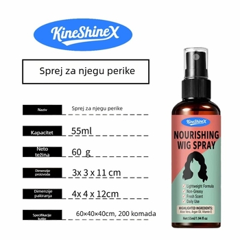 Kineshinex Njega perika: Šampon i sprej za njegu kose, obnova kose, protiv kovrčanja za suhu kosu