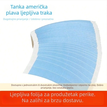 Plava PU dvostruka traka za perike i ljepilo za vodootpornu i otporna na znoj mrežnu osnovu