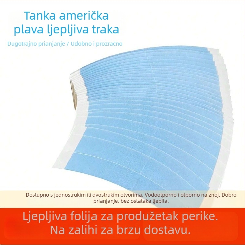 Plava PU dvostruka traka za perike i ljepilo za vodootpornu i otporna na znoj mrežnu osnovu