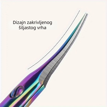 Zakrivljeni kutikula nipper od nehrđajućeg čelika za prethodnu obradu kožice, oblikovanje obrva i šiljate škare za nokte