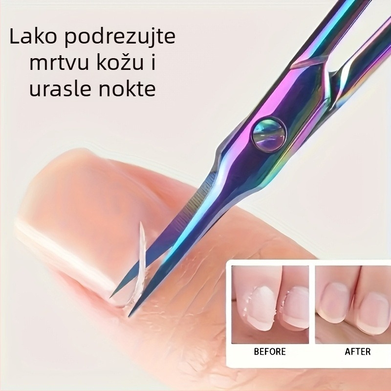 Zakrivljeni kutikula nipper od nehrđajućeg čelika za prethodnu obradu kožice, oblikovanje obrva i šiljate škare za nokte