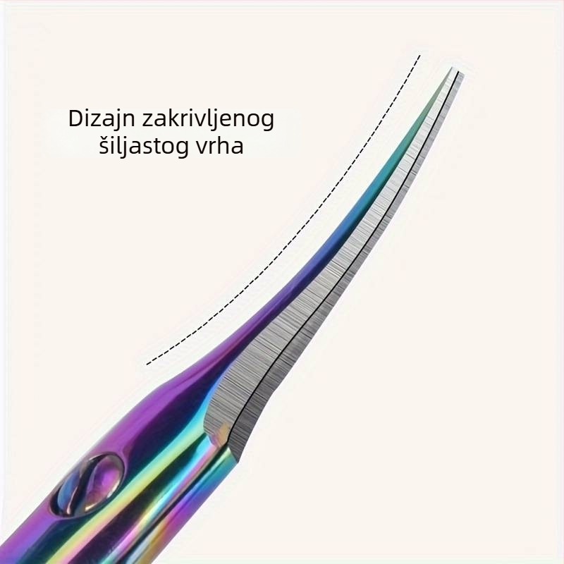 Zakrivljeni kutikula nipper od nehrđajućeg čelika za prethodnu obradu kožice, oblikovanje obrva i šiljate škare za nokte