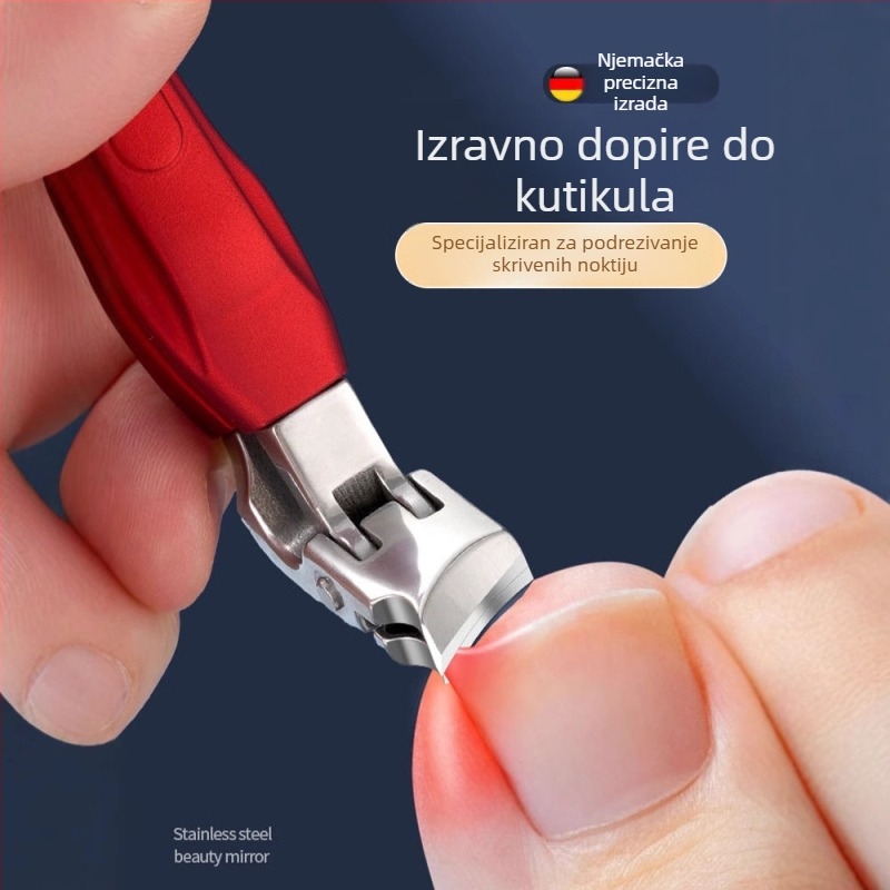 Set nehrđajućih kliješta za nokte s zakrivljenim vrhom, gumeno-plastične ručke, veliki otvor za manikuru