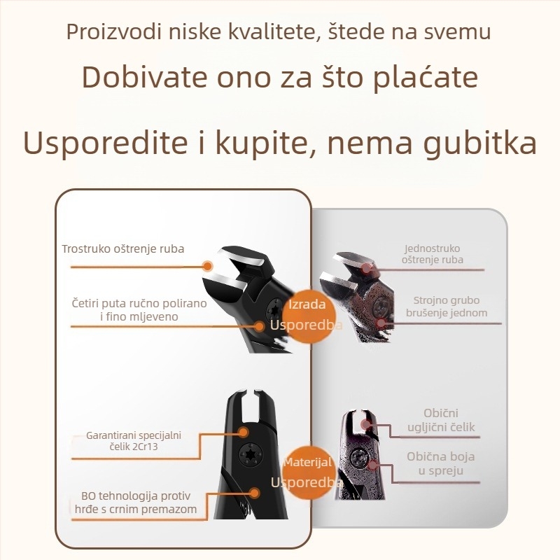 Novi pedikurni alat s velikim otvorom i kosim čeljustima, za kućnu upotrebu