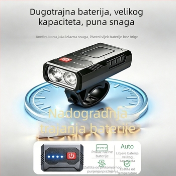 USB-C punjivo prednje svjetlo za bicikl – noćna vožnja, vožnja na otvorenom i brdski bicikl s indikatorom trajanja baterije