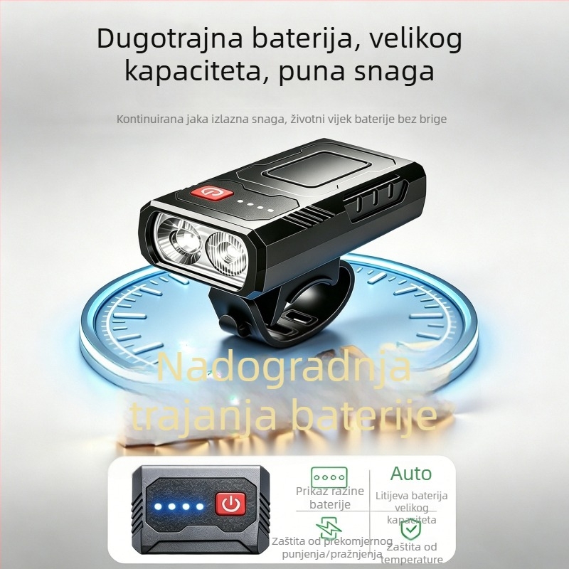USB-C punjivo prednje svjetlo za bicikl – noćna vožnja, vožnja na otvorenom i brdski bicikl s indikatorom trajanja baterije