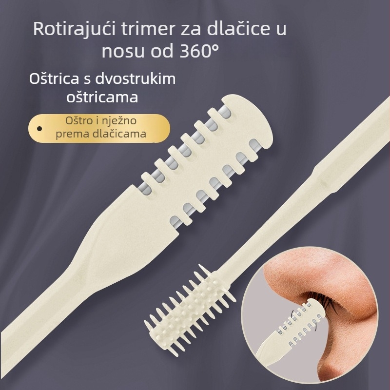 Dvostrani trimer za nosne dlačice, ručni alat za čišćenje nosnih otvora, male škare za uklanjanje nosnih dlačica