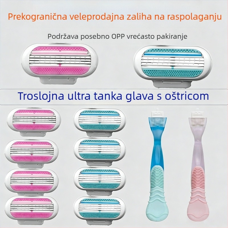 Ženska ručna britva s tri oštrice i ultra tankim oštricama otporna na ogrebotine