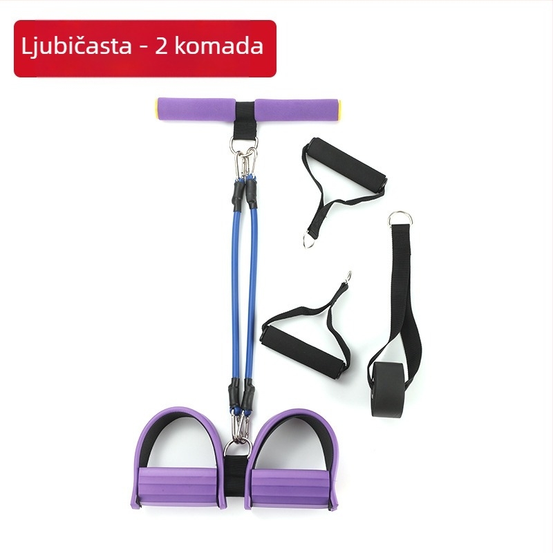 Pedalni otporni trenažer za trbušnjake sa šest debelih elastičnih užadi