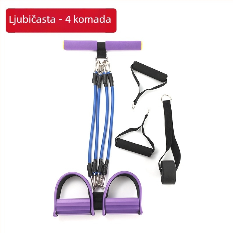 Pedalni otporni trenažer za trbušnjake sa šest debelih elastičnih užadi