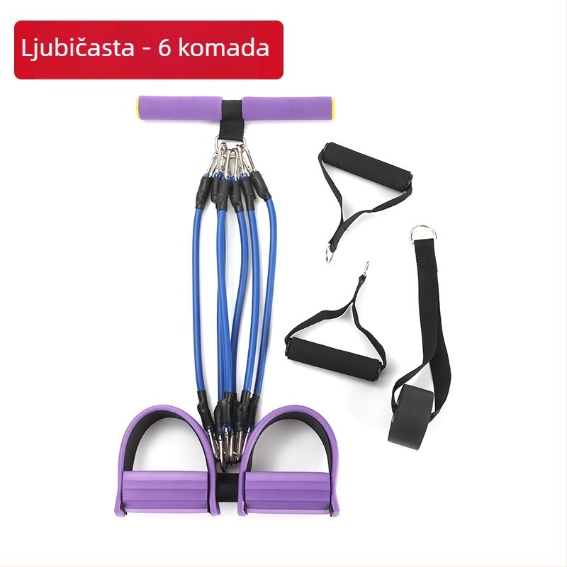 Pedalni otporni trenažer za trbušnjake sa šest debelih elastičnih užadi