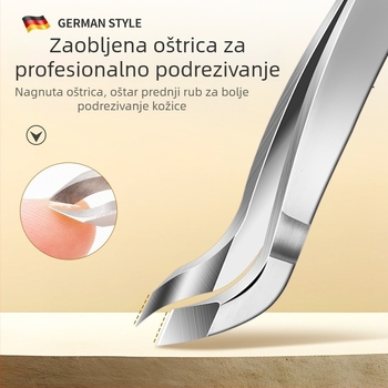 Alati za manikuru od nehrđajućeg čelika za salon: kliješta za kožicu, škare za kožicu, kliješte za zanoktice, pincete za eksfolijaciju, uklanjivač mrtve kože s kosim vrhom